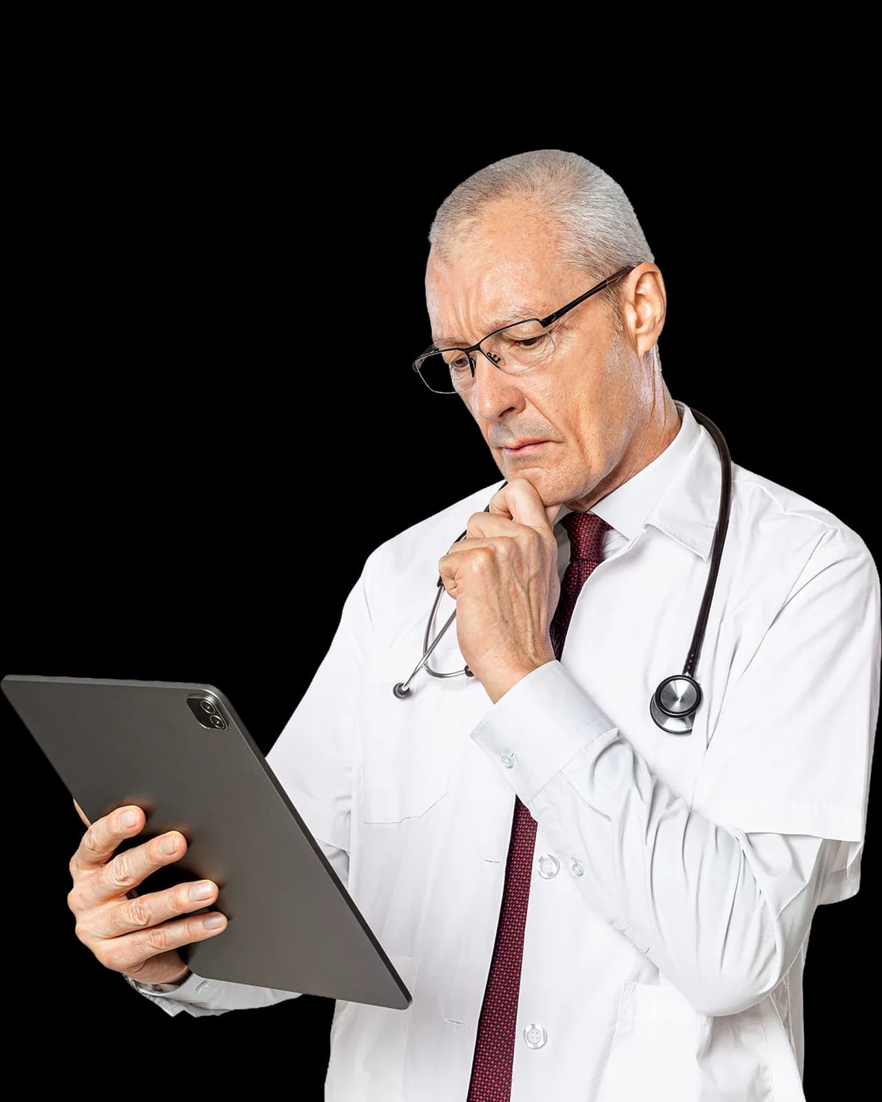 A doctor taking a video consultation on DAWINI